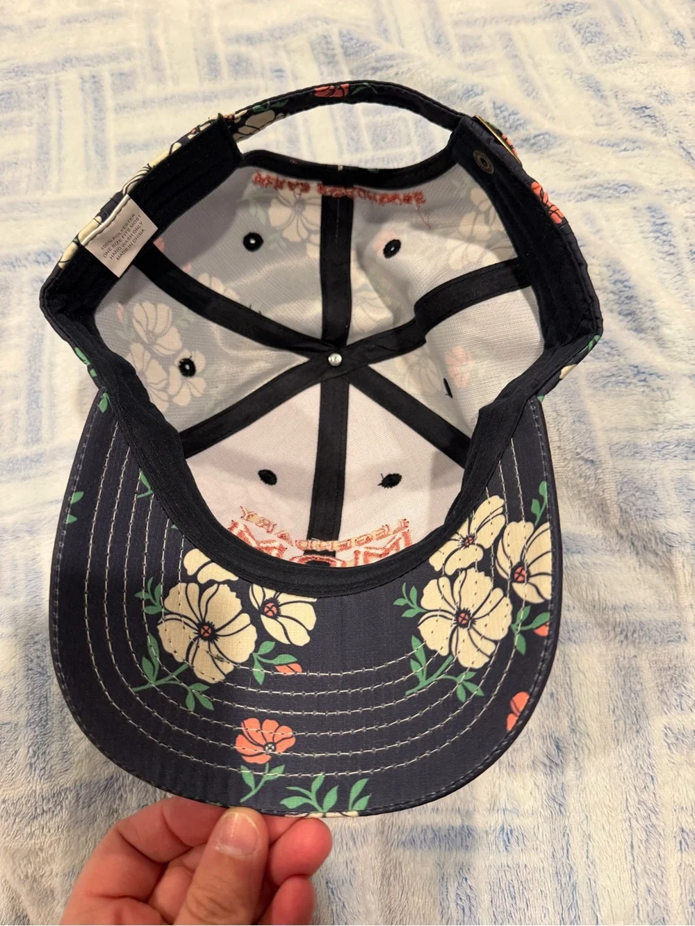Legendary MOM Floral Baseball Cap - Navy with Cream & Coral Flowers